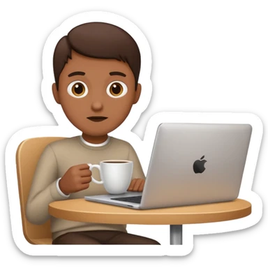 persona tomando cafe y con un computador  sticker