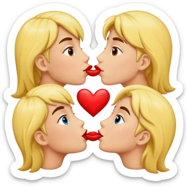 Make me an image of kissing 5 kisses sticker