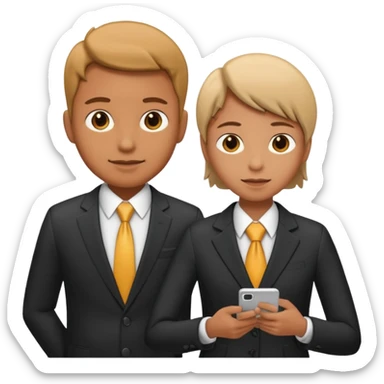 create a realistic emoji of a working person switching with another person. sticker