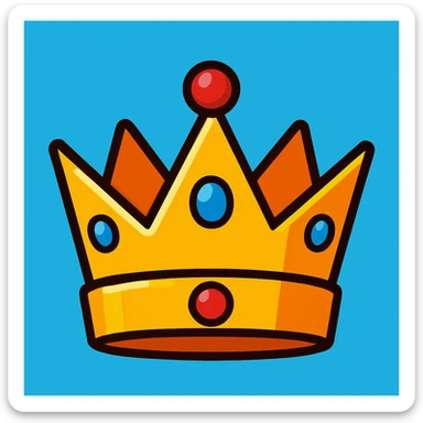 a crown, vibrant cartoon style sticker