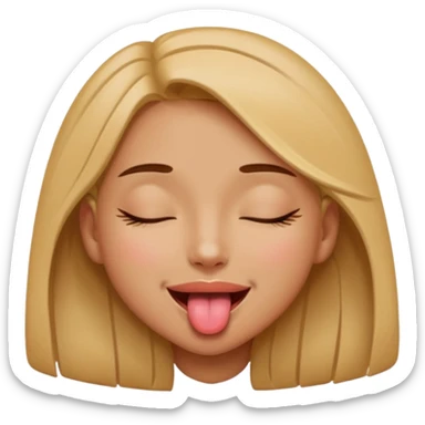 girl naked with eye close andtongue sticker