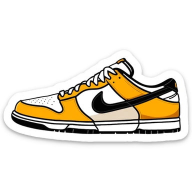 Nike Dunk Low Curry, beige and brown tones with tan accents, basketball sneaker sticker