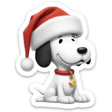 Snoopy wearing and Christmas hat  sticker