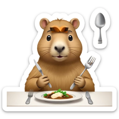 capibara  at a restaurant table sticker