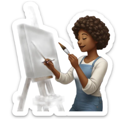 artist painting something colorful on the canvas sticker