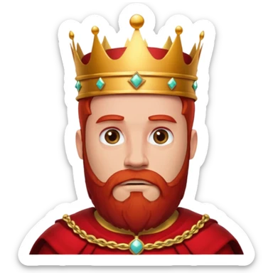 bearded king with crown and red outfit red hair sticker