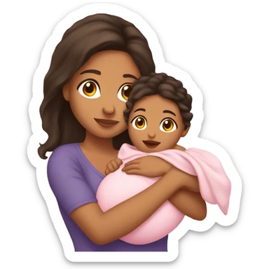 hispanic girl holding 2 month old baby girl sticker