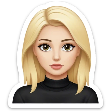 portrait of blonde makeup artist, luxury, black sweater sticker