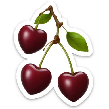 heart-shaped burgundy cherries on single stem sticker