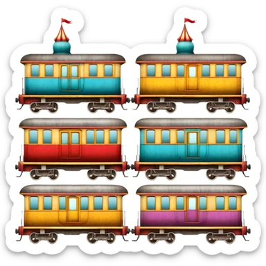 Vintage circus train cars sticker