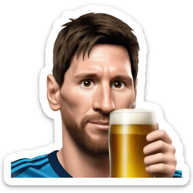 lionel messi drinking beer sticker