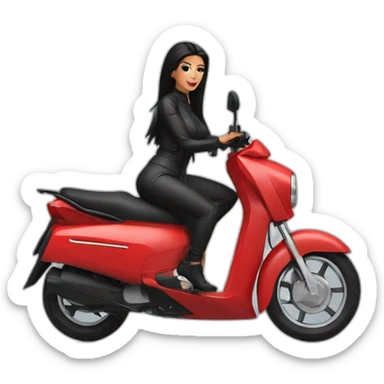 minimalist red electric moped with kim kardashian sticker