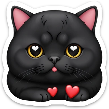 All Black black exotic shorthair cat with hearts sticker