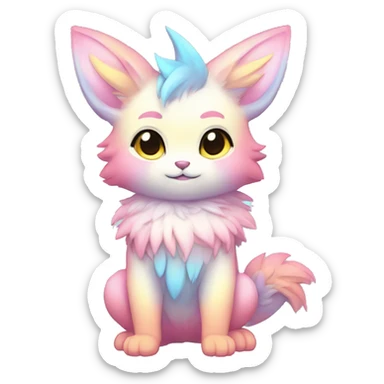 Anthro-Pastel-Gradient-Fur-Sona-Chibi-Shiny-Fakémon full body sticker
