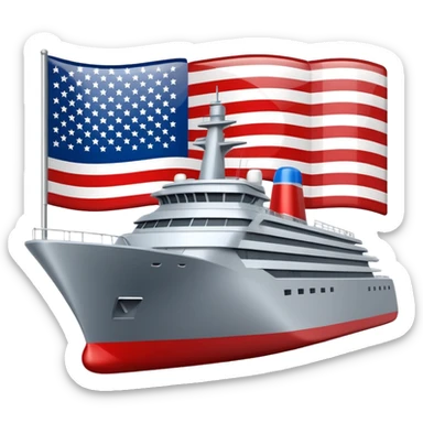 generate a very realistic American modern ship with flag sticker