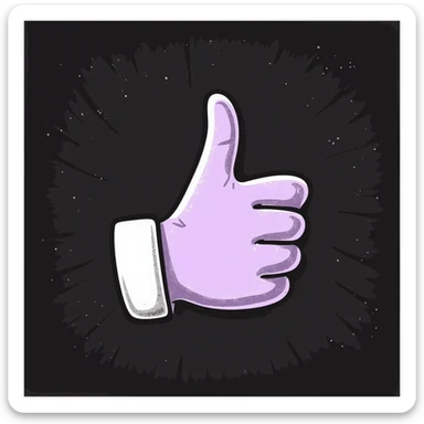 thumbs up emoji in chalk style, soft lilac color palette, rough doodle-like texture as if drawn with pastel chalk on a dark surface, aesthetic and emotional Telegram channel sticker