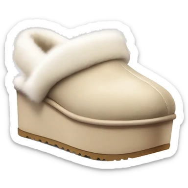 Beige colored Ugg slipper platforms with white fur  sticker