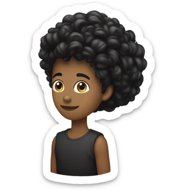 Pai branco cabelo preto curto com um filho negro de cabelos longos cacheados sticker