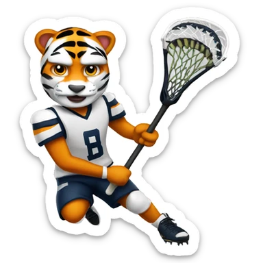 Tiger lacrosse player  sticker