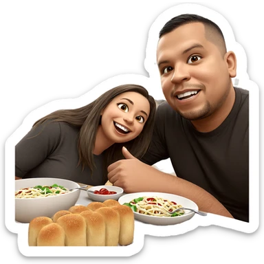 smiling couple enjoying meal sticker