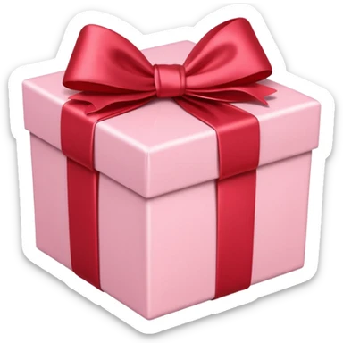 light pink gift box with red satin bow sticker