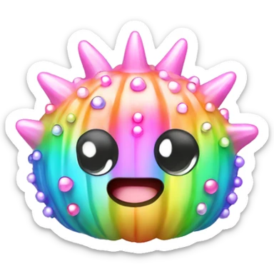 Kawaii rainbow pastel bedazzled sea urchin sticker