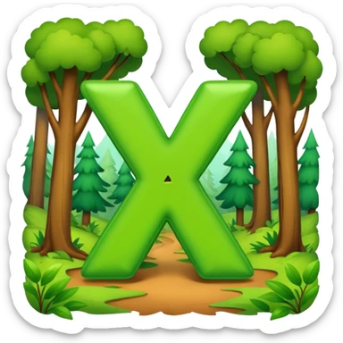 the letter X running around in the woods having an adventure sticker