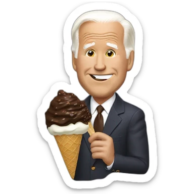 Joe Biden eating chocolate chocolate chip ice cream  sticker