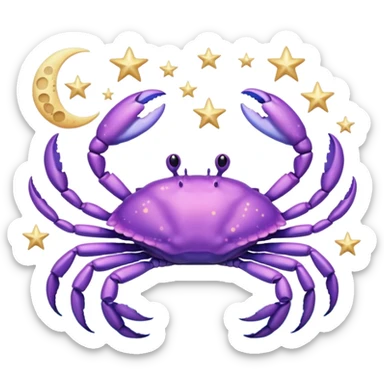 Realistic light purple iridescent Celestial cancer Crab water dreamy astrology moon stars starry sticker