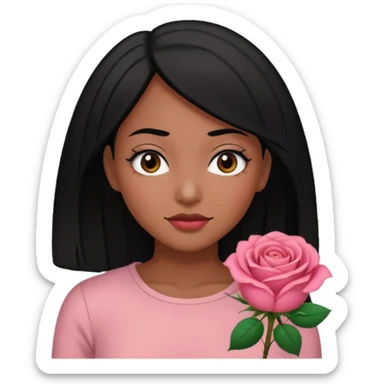 Black hair woman wearing rose top sticker