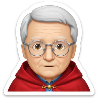 red clothed old person with eyeglass sticker