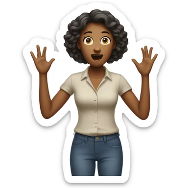 shocked woman hands up full body sticker