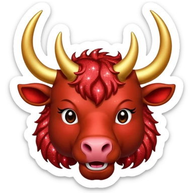red glitter horned ox sticker