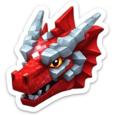 Minecraft Glitter red Dragon Head With Diamond Horn sticker