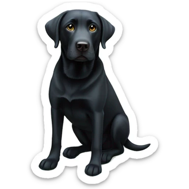 Black lab dog with blue frisbee  sticker
