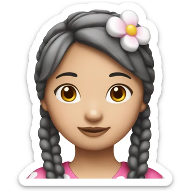 Asian girl dressed in hello kitty sticker