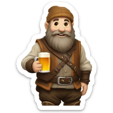 Dwarf holding a pint of beer sticker