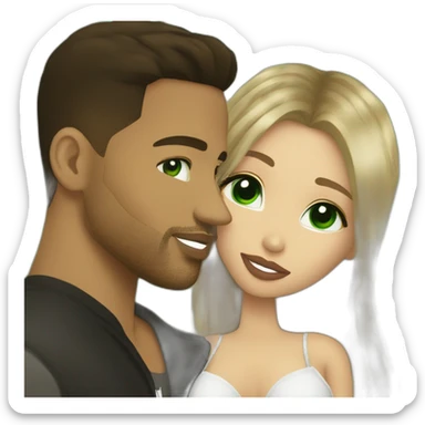 kiss-kiss romeo santos and girl green eyes and very long dark blond hair sticker