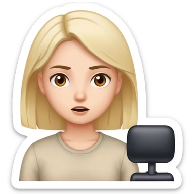 Girl speaking in her room for acting class she’s practicing with attitude  sticker