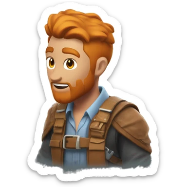 un homme roux qui joue a fortnit sticker