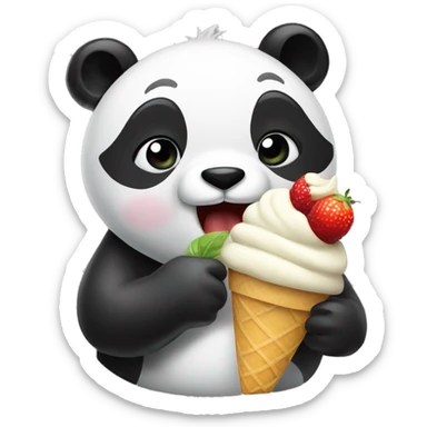 Panda eating ice cream sticker