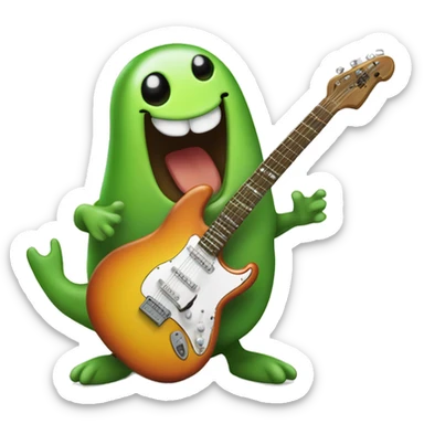 Happy slimy slug playing electric guitar sticker