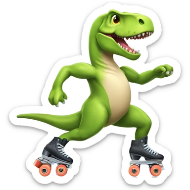 A roller skating trex  sticker