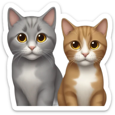 two cats, one brown long hair and one gray short hair sticker