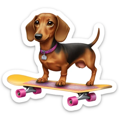 dachshund riding a skateboard sticker