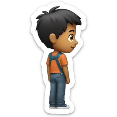 A boy stand alone from back sticker