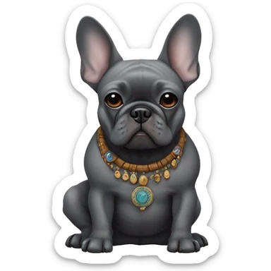 dark gray french bulldog shamanism sticker