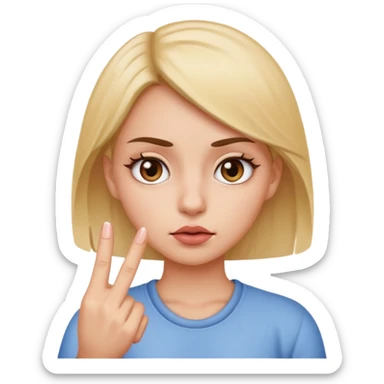 a girl rolling her eyes with the middle finger up sticker