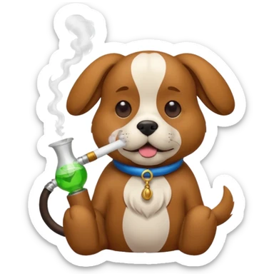 A dog smoking a bong sticker