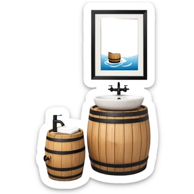 sink on a barrel bathroom sticker